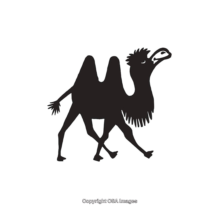 Silhouette Illustration of a Stylized Two-Humped Camel Design