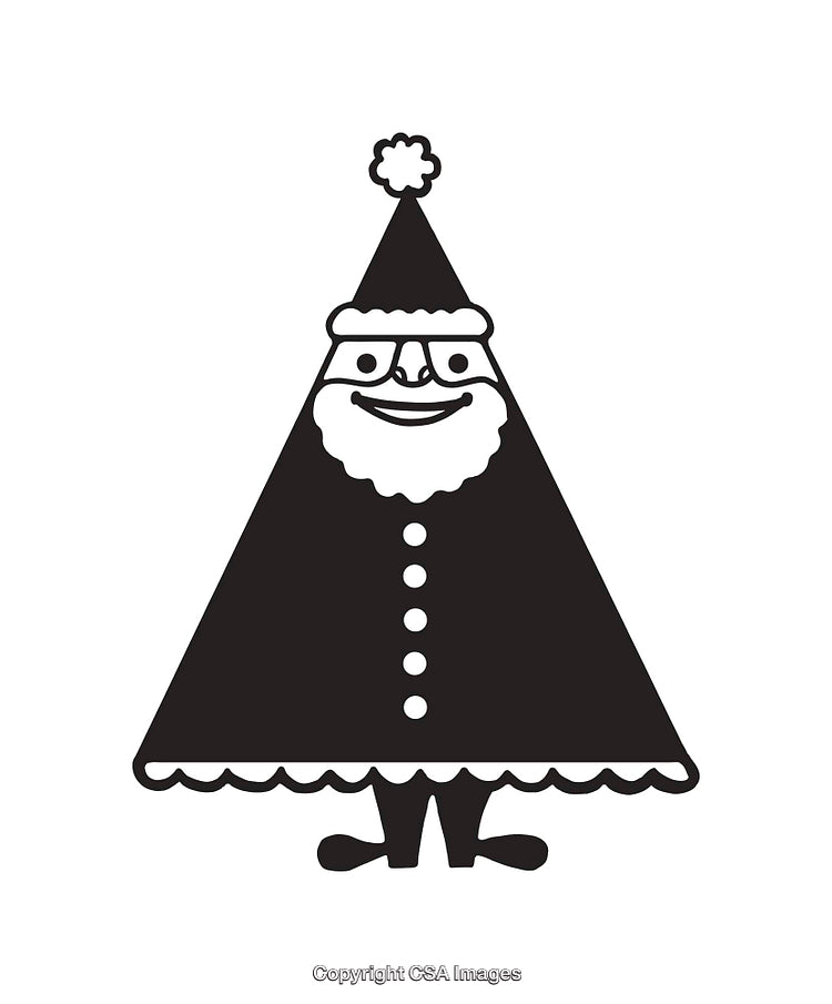 Black and White Line Art Santa Claus Cartoon in Minimalist Style