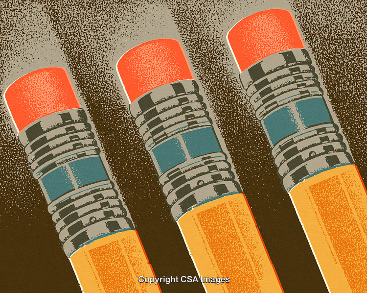 Pop Art Design Featuring Colorful Pencil Erasers on a Vibrant Background