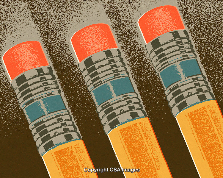 Pop Art Design Featuring Colorful Pencil Erasers on a Vibrant Background