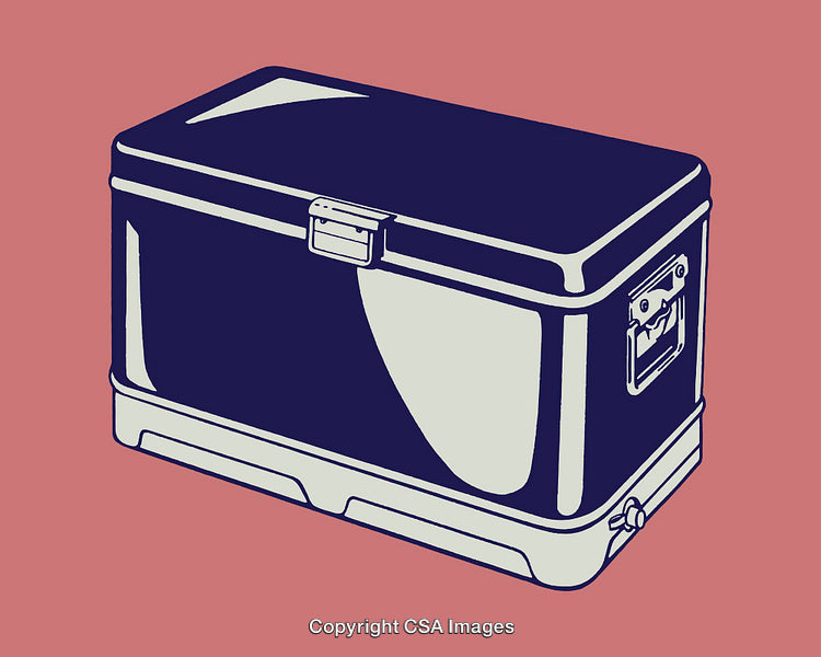 Stylized Illustration of a Cooler in a Minimalistic Design on Pink Background
