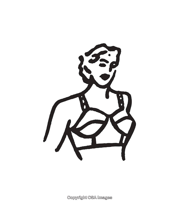 Black and White Line Art of Woman in Classic Style