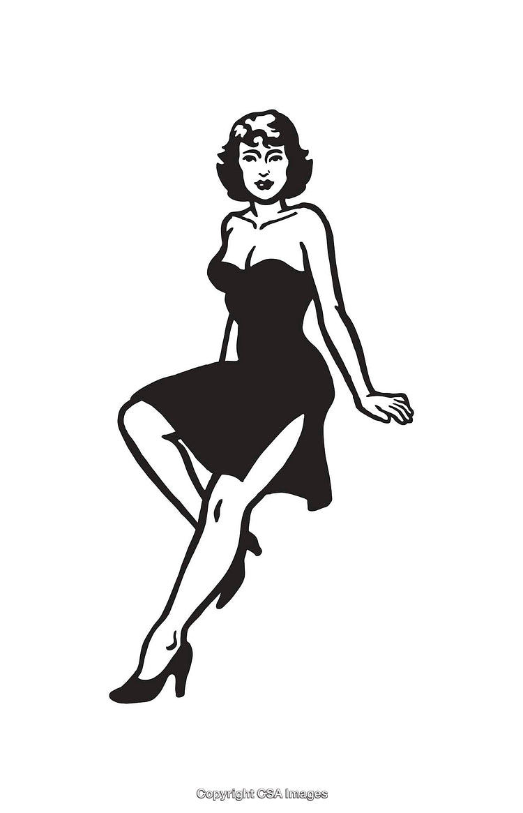 Retro Style Pin-Up Illustration With Vintage Aesthetic in Black and White