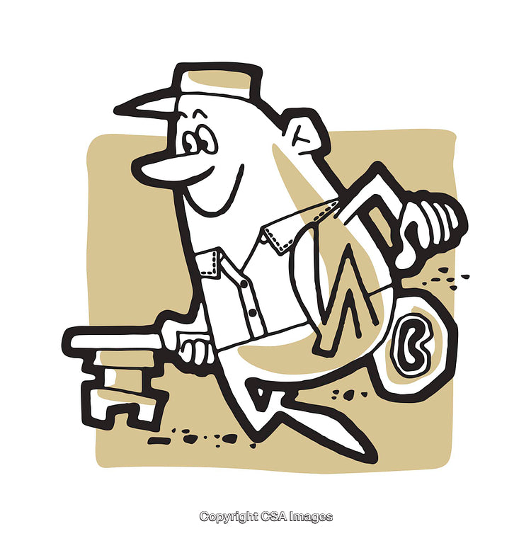 Cartoon Character Carrying a Key Featuring Snappy and Fun Illustration Style
