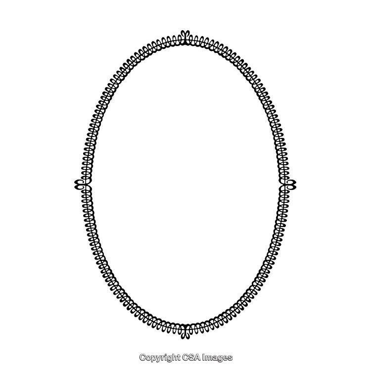 Decorative Black And White Intricate Oval Border Illustration