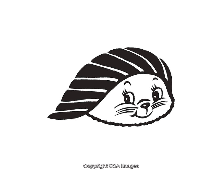 Cute Black and White Illustration of a Character with a Striped Appearance