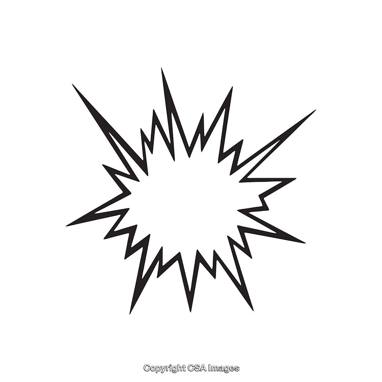 Abstract Black and White Explosion Shape with Spiky Edges