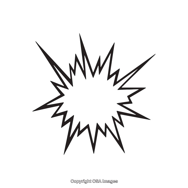 Abstract Black and White Explosion Shape with Spiky Edges