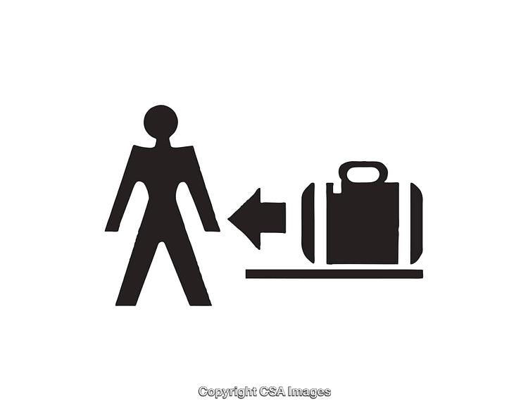 Black and White Icon Representing Luggage and Traveler