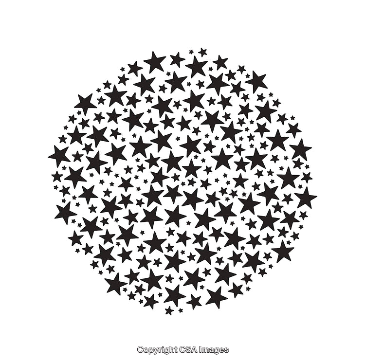 Abstract Circular Pattern of Stars in Black and White Design