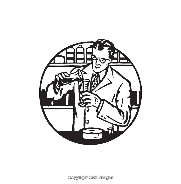 Scientist Performing Experiment in Laboratory - Line Art Illustration