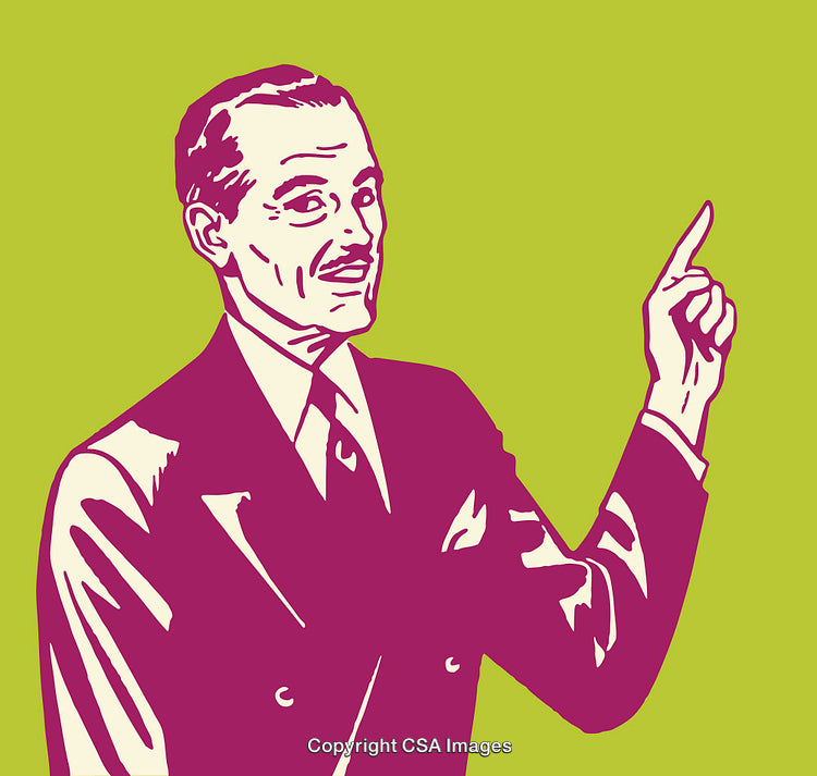 Retro Line Drawing of a Man Gesturing Confidently with Artistic Style