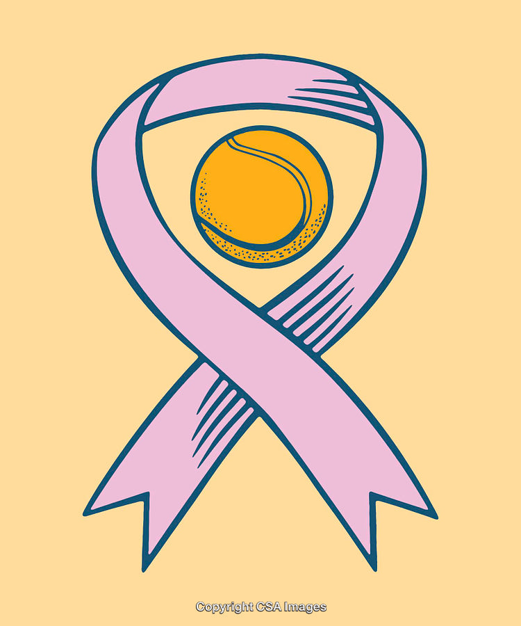 Pink Awareness Ribbon With Tennis Ball Symbol Design Illustration