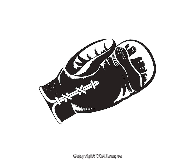 Vintage Black and White Boxing Glove Illustration