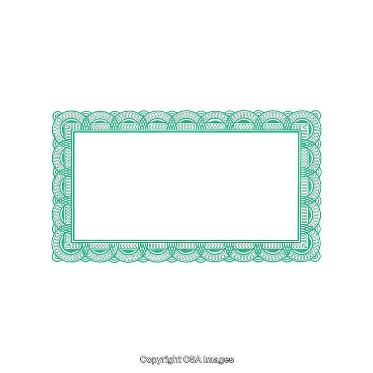 Intricate Rectangular Border Design with Green Patterned Elements on White Background