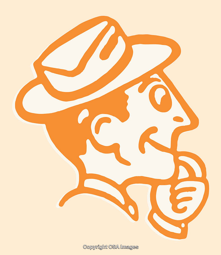 Colorful Retro Illustration of a Man Wearing a Hat in Profile View
