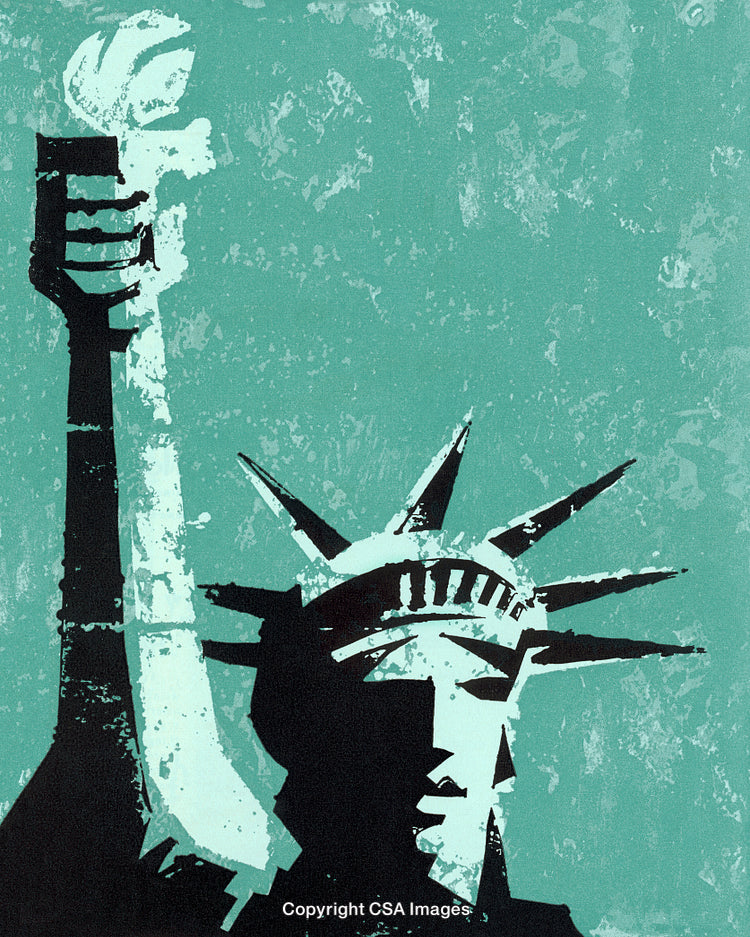 Artistic Illustration of Statue of Liberty in Abstract Style with Textured Background