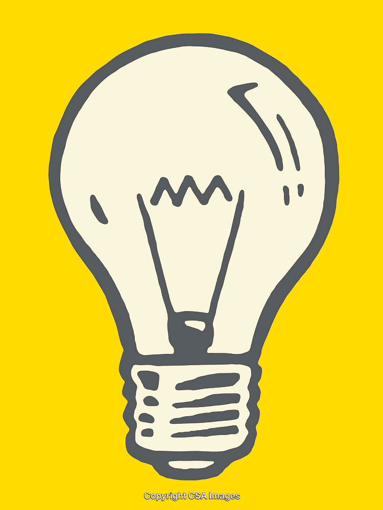 Minimalist Yellow Background Illustration of a Light Bulb