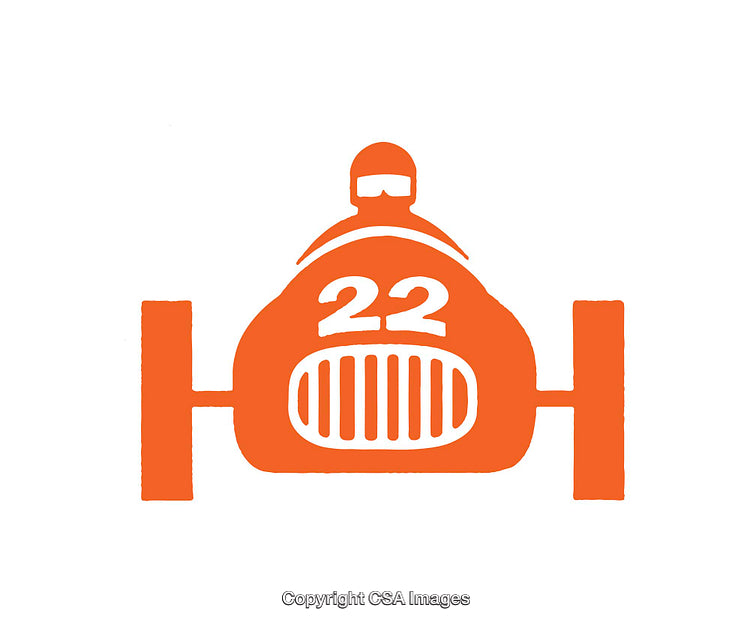 Icon of a Racing Car with the Number 22 in Orange