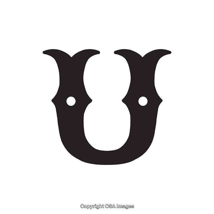 Stylized Letter U Black Symbol on White Background