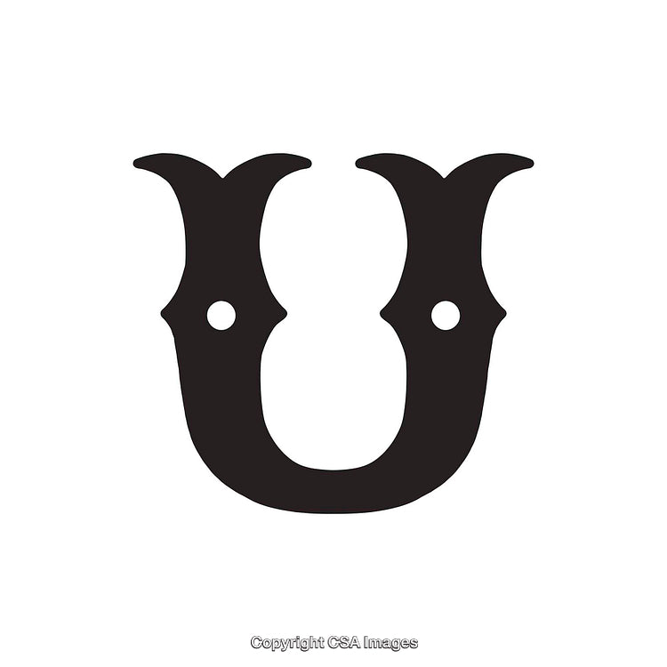 Stylized Letter U Black Symbol on White Background