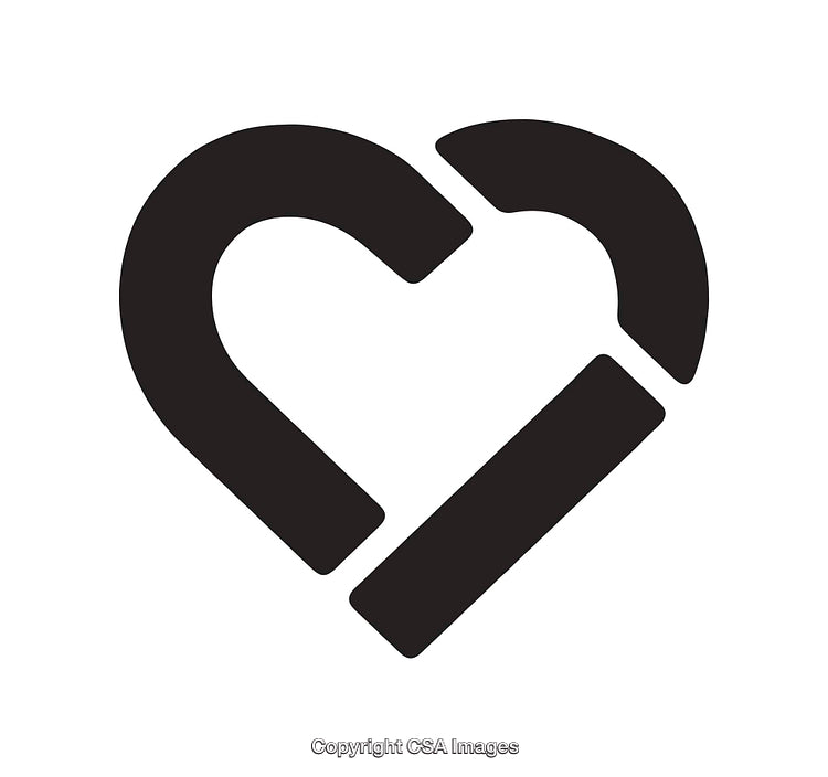 Minimalist Black and White Heart Design Icon Isolated on White