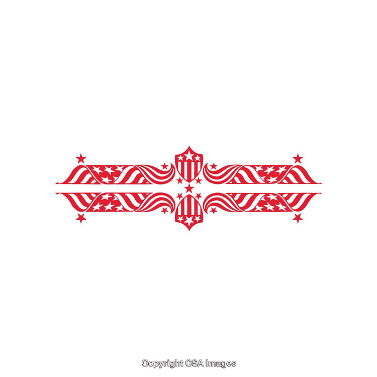Red Elegant Patriotic Ornament with Stars and Stripes Shield Design