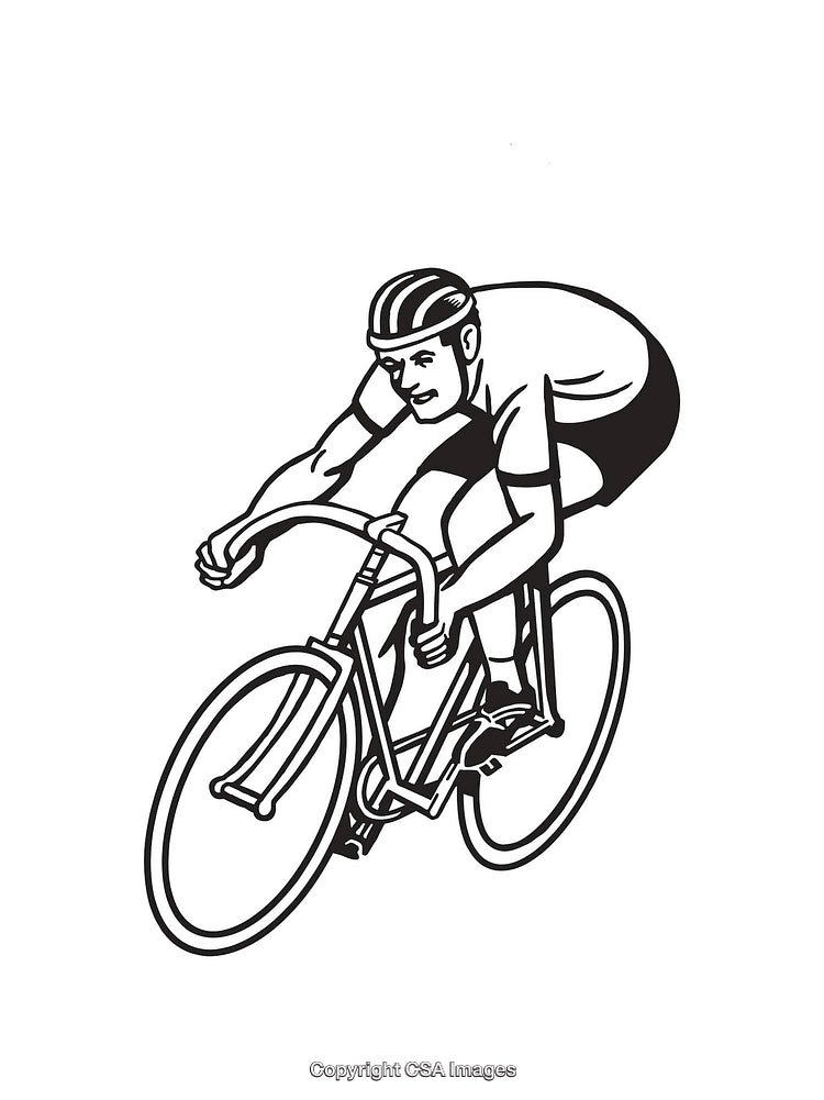 Black and White Line Art of a Cyclist in Motion