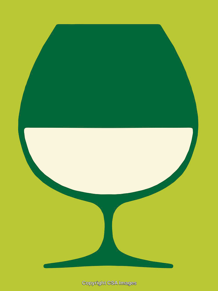 Minimalistic Illustration of a Green Wine Glass with Unique Design
