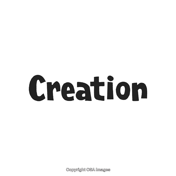 Creative Representation of the Word 'Creation' in Bold Typeface on White