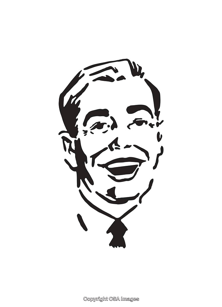 Hand-Drawn Vintage Style Male Portrait Line Art Illustration