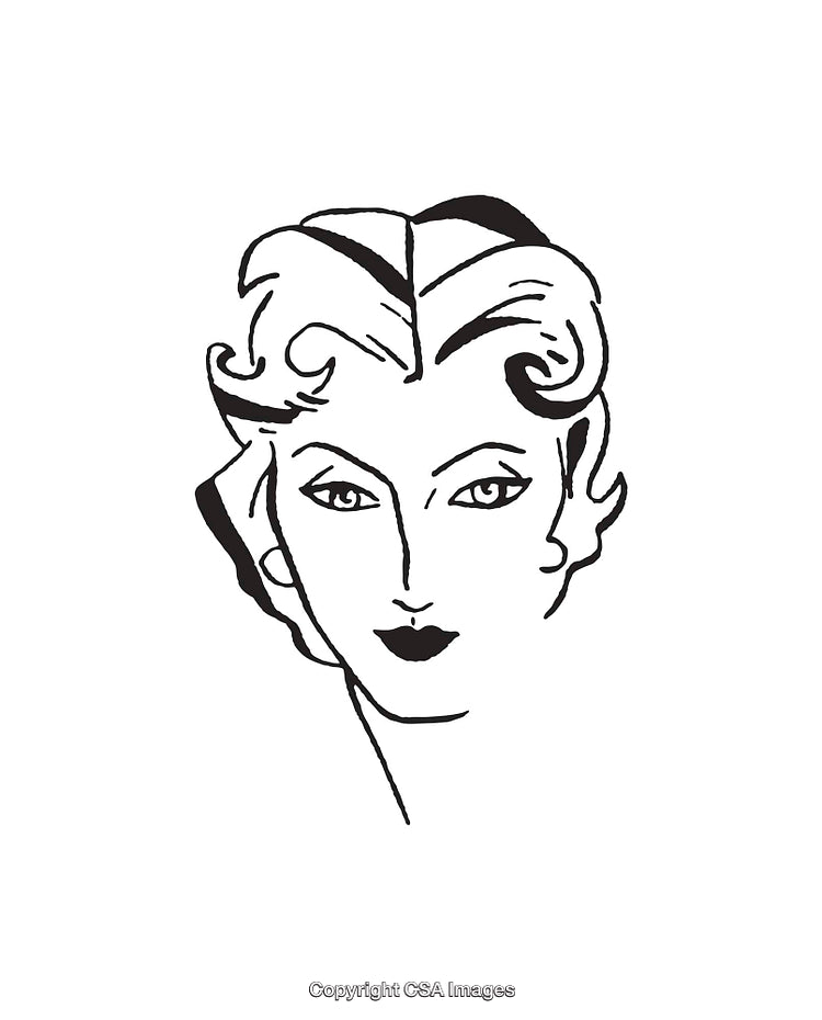 Black And White Illustrated Female Portrait Line Art Design