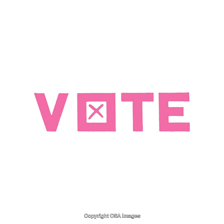 Pink Vote Icon Representing Participation in Elections and Civic Duty