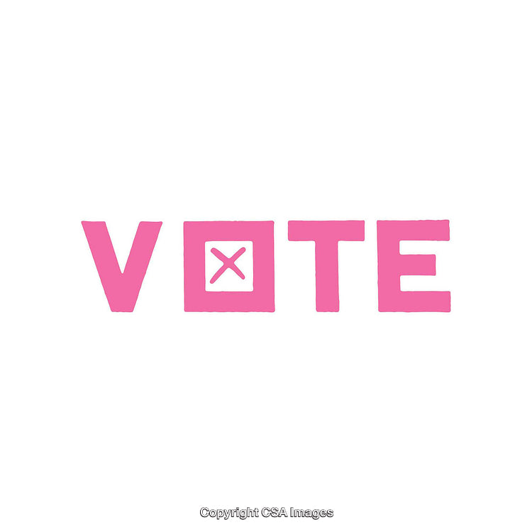 Pink Vote Icon Representing Participation in Elections and Civic Duty