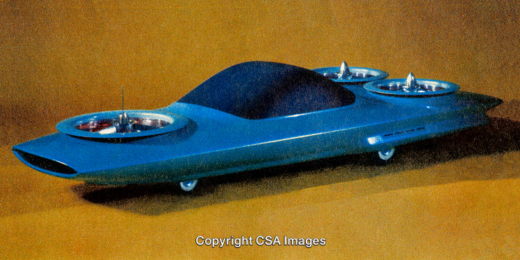 Retro Concept Vehicle Design Featuring Hovering Capabilities and Futuristic Elements