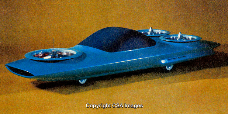Retro Concept Vehicle Design Featuring Hovering Capabilities and Futuristic Elements