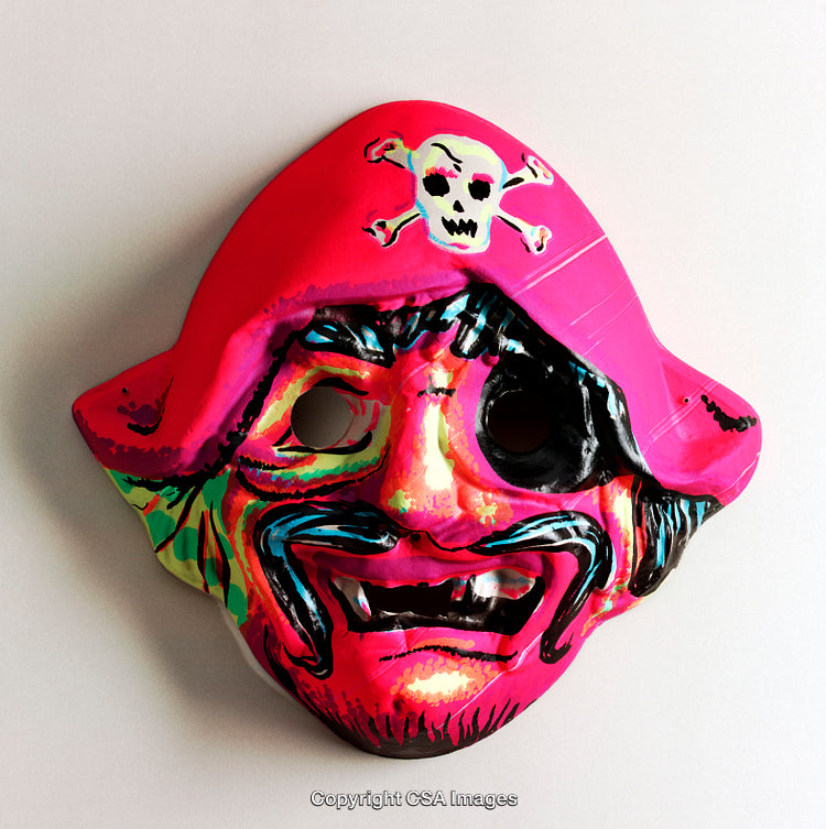 Brightly Colored Pirate Mask with Vibrant Design and Skull Detail