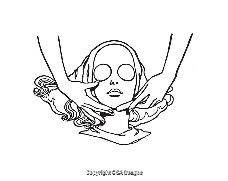Black And White Line Art Depicting a Stylized Abstract Female Face