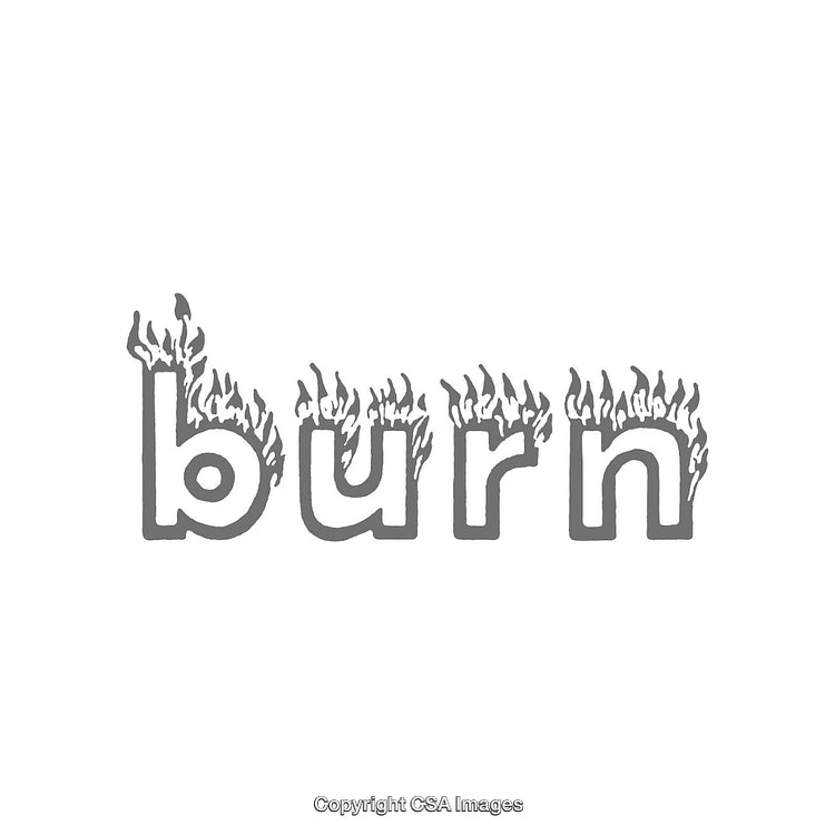 Creative Flaming Text Illustration Spelling 'Burn' in Monochrome Format