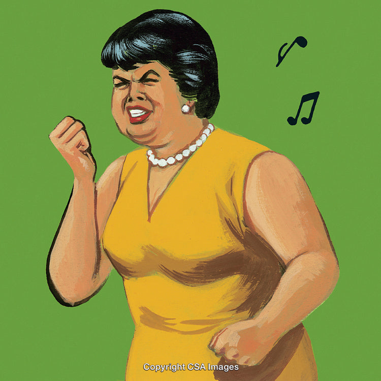 Illustration of a Woman Singing Enthusiastically With Vibrant Emotion and Energy