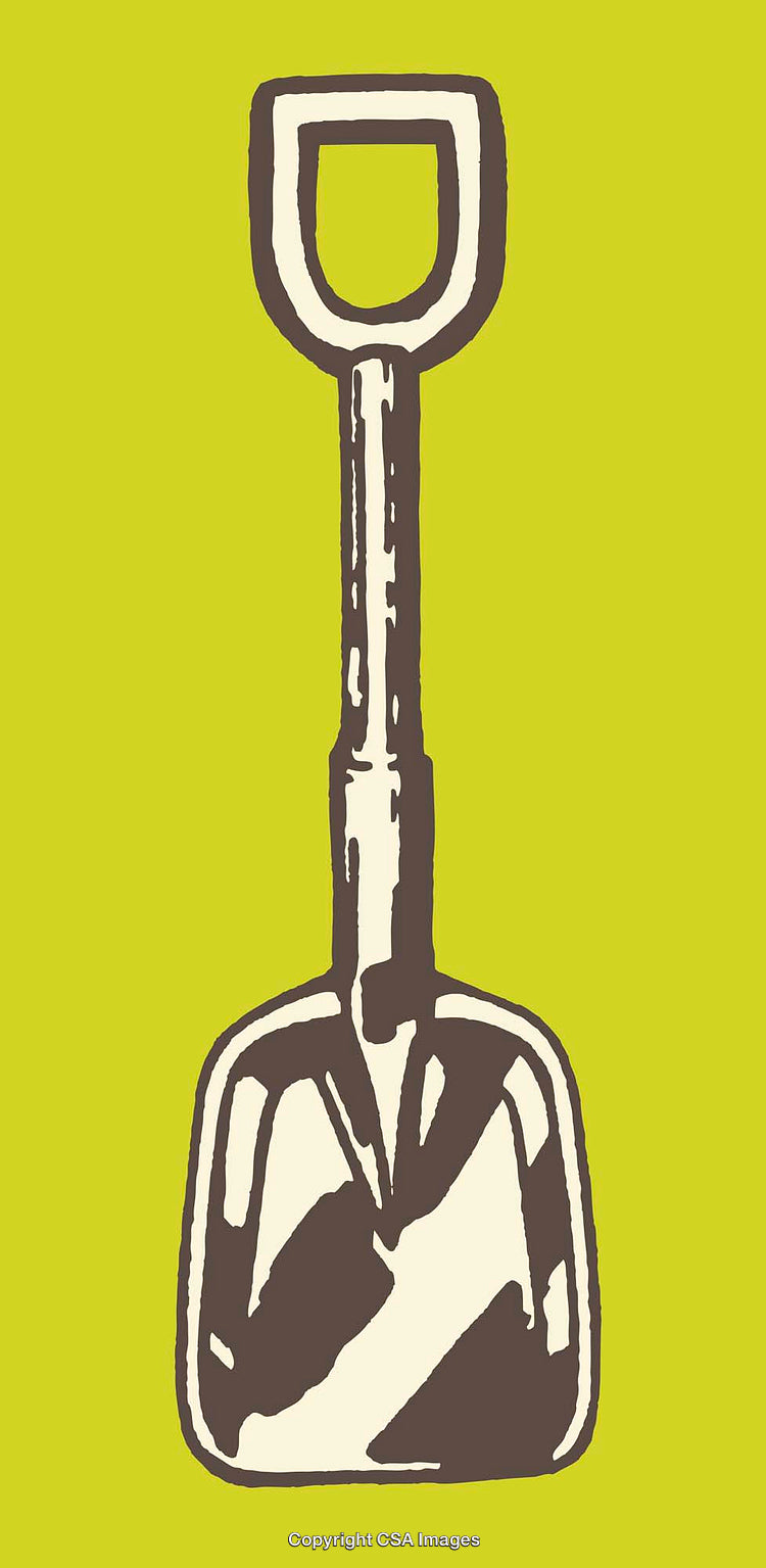 Minimalistic Illustration of a Shovel on a Vibrant Yellow Background