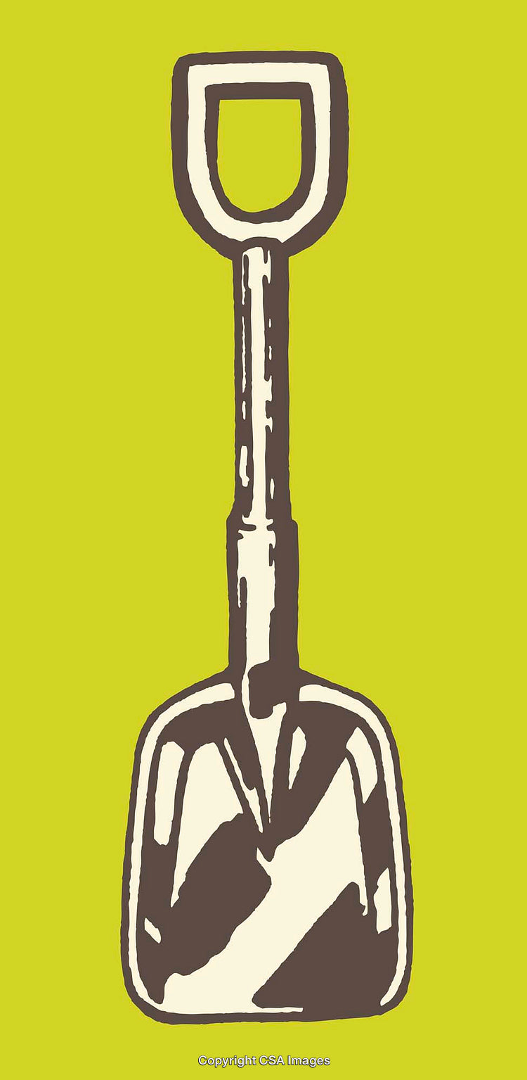 Minimalistic Illustration of a Shovel on a Vibrant Yellow Background