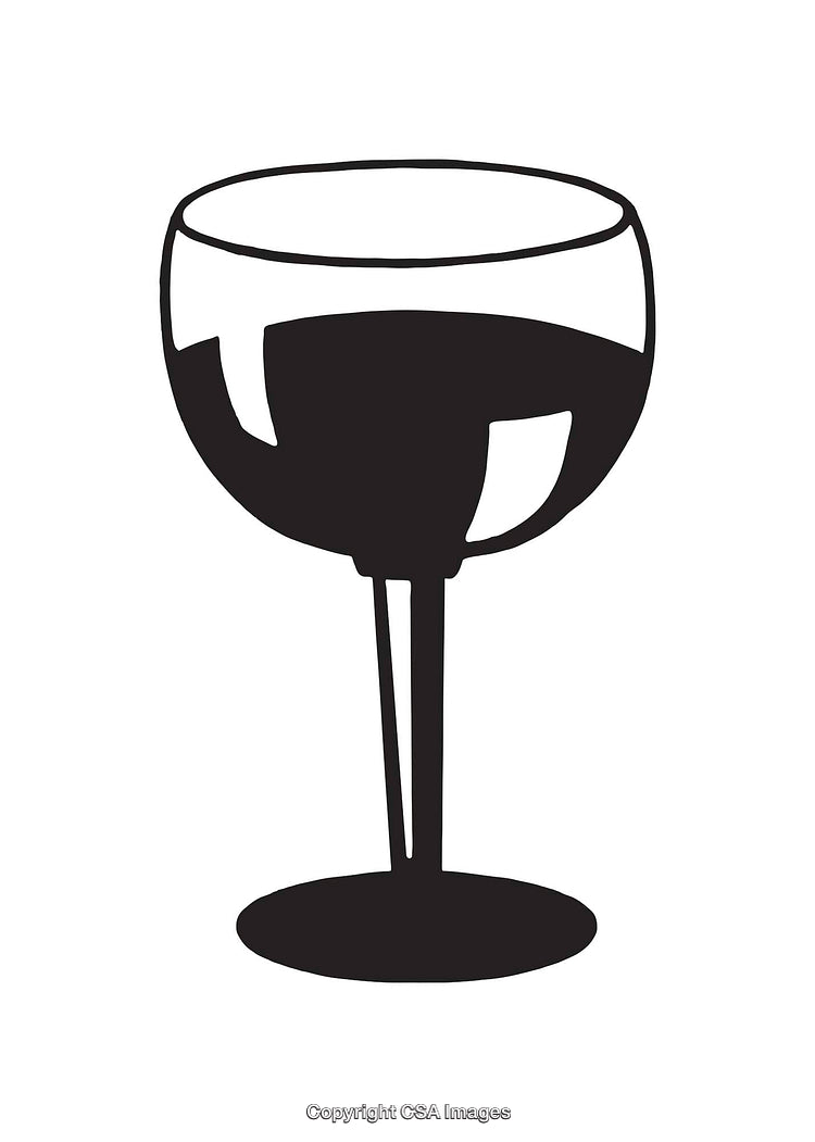 Minimalist Black And White Line Illustration of a Wine Glass