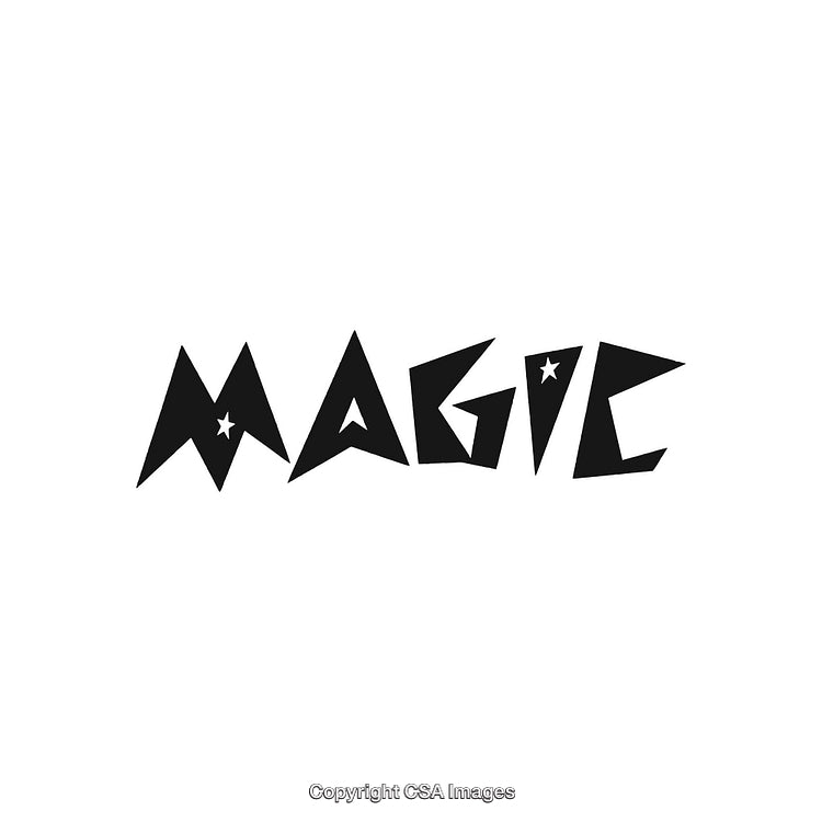 Stylized Black Magic Text With Star Elements on a White Background