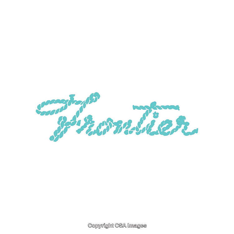 Turquoise Frontier Text in Artistic Embroidered Typography Style