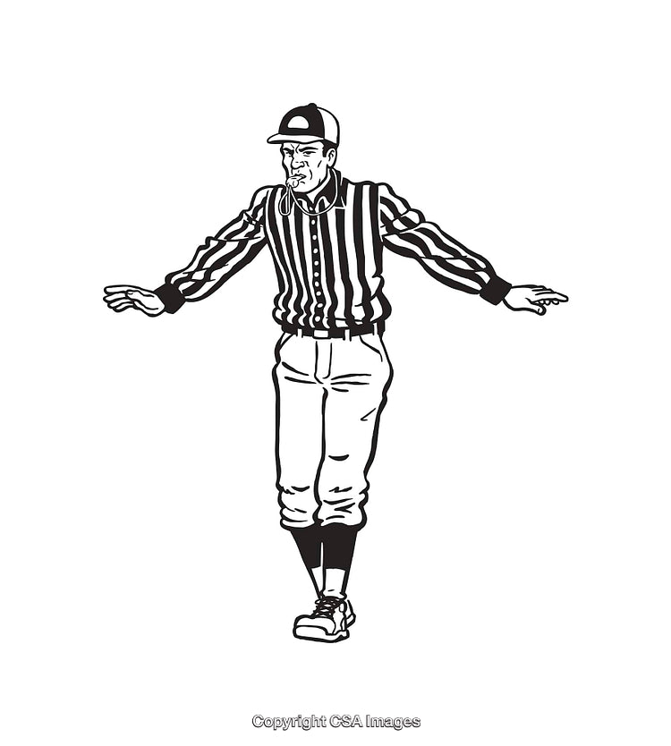 Black and White Illustration of a Sports Referee in Uniform