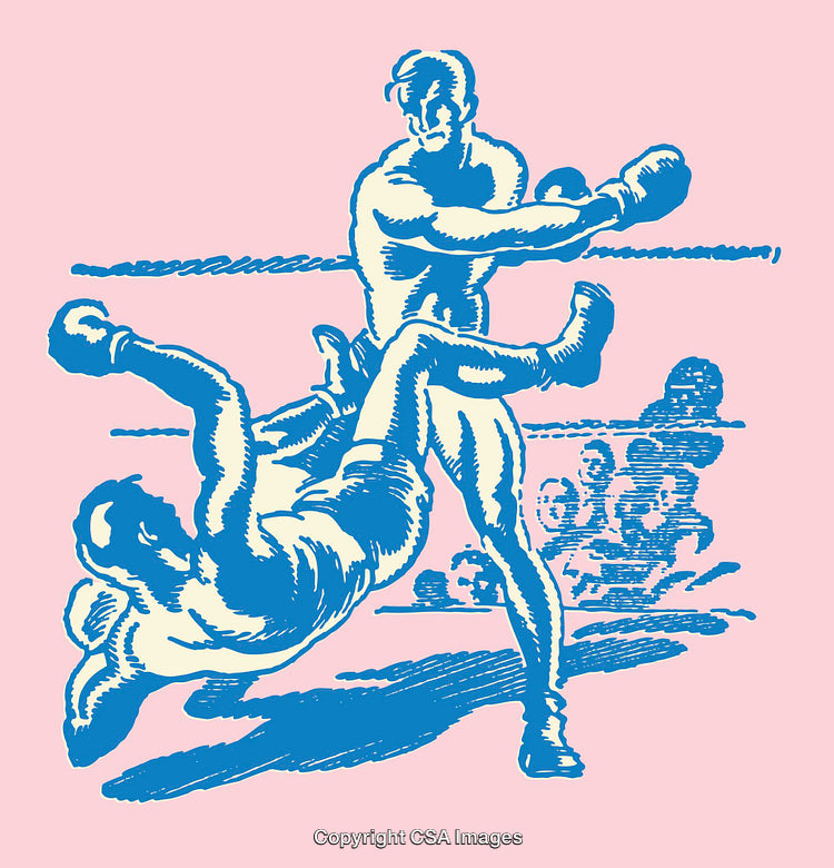 Dynamic Blue Boxing Illustration on a Pink Background