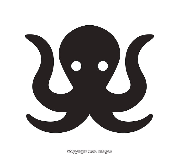 Minimalist Black and White Octopus Icon With Abstract Design
