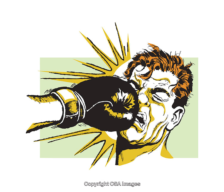 Colorful Illustration Depicting a Boxing Punch in a Cartoon Style