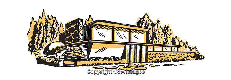 Modern Architectural Illustration of a Stylish Single-Family Home in Scenic Setting